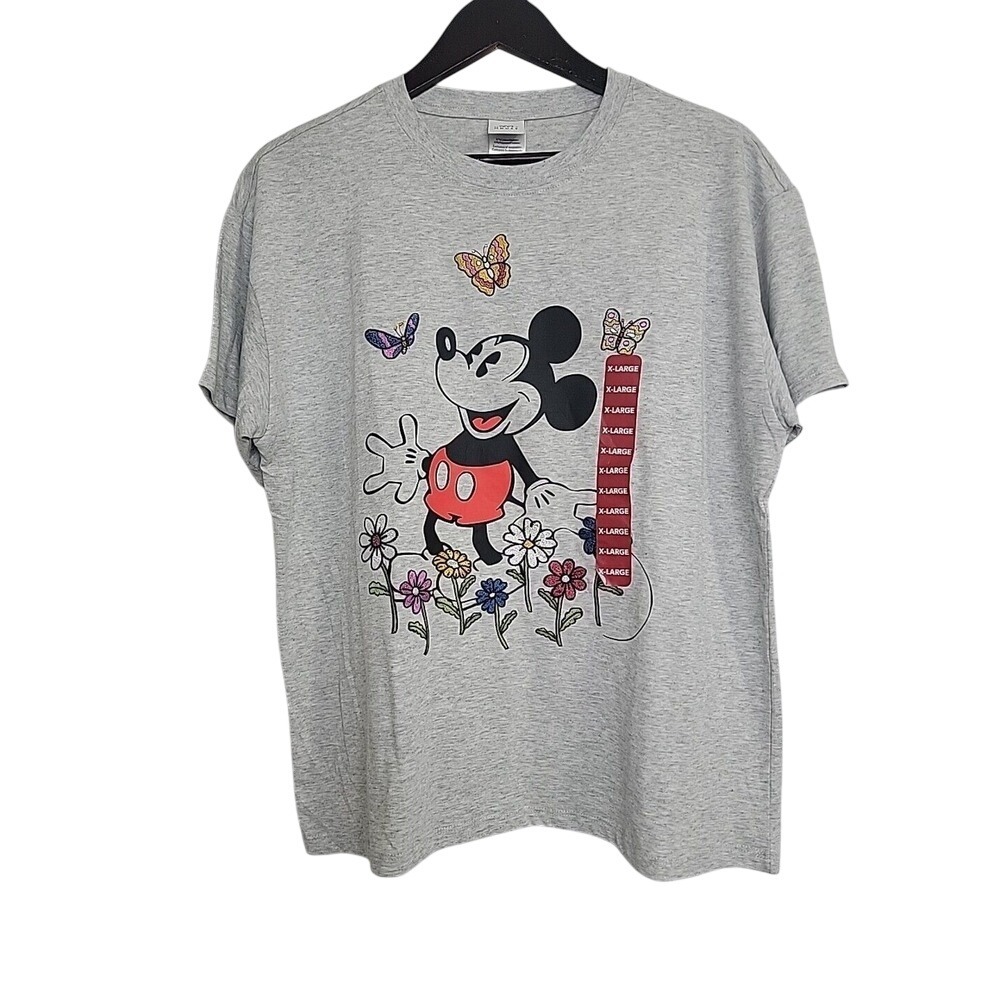 Disney Mickey Mouse Licensed‎ Womens Character Tee With Embroidery Size XL Gray